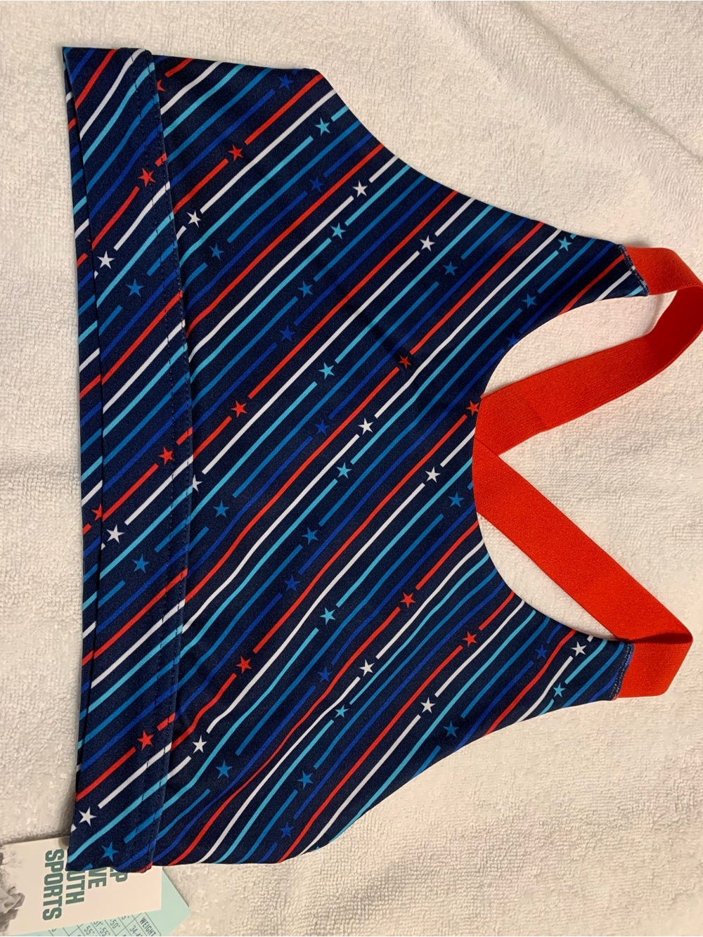 DSG Girls Red and Blue Striped Sports Bra